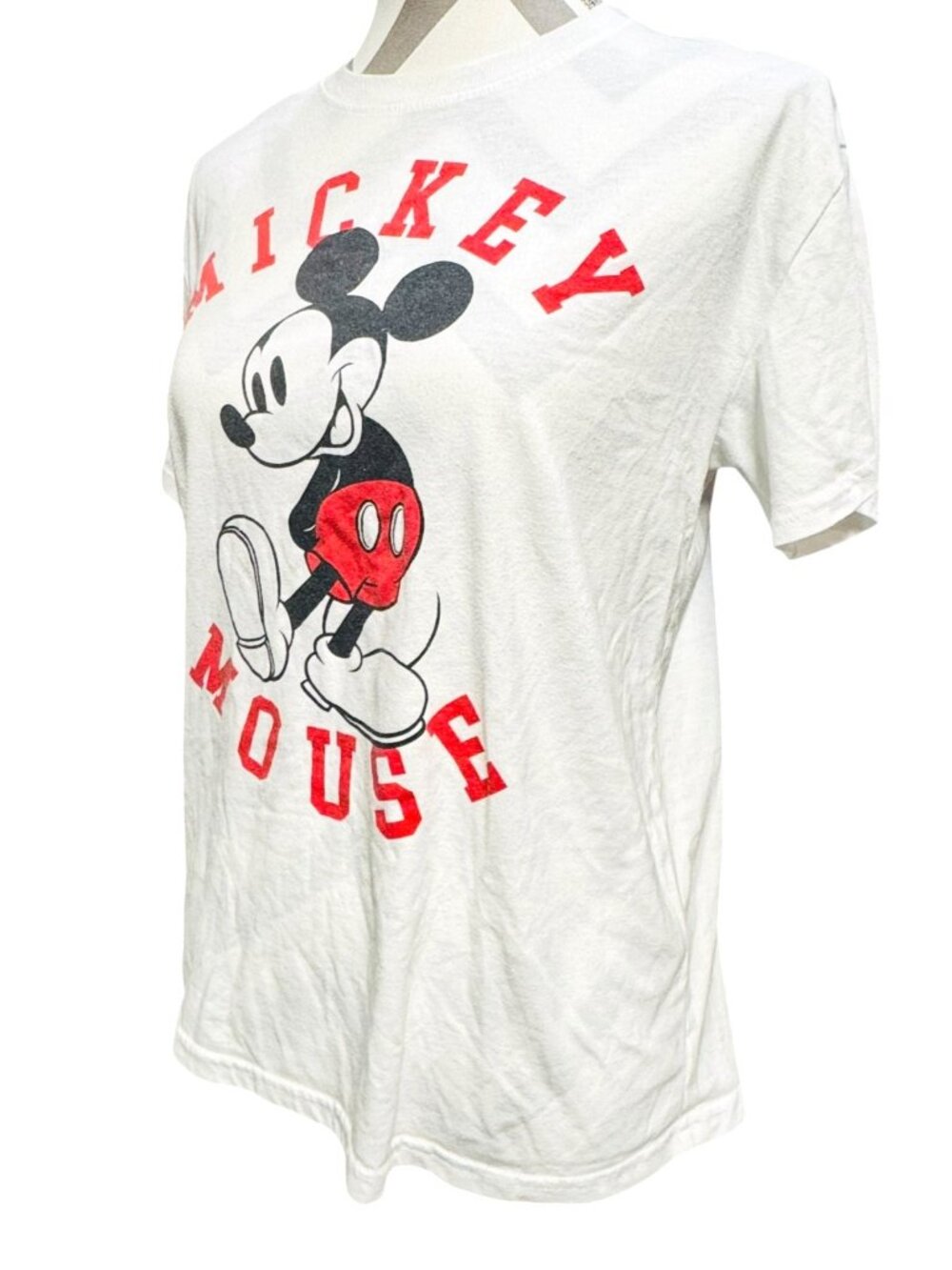 Disney Women’s Large Mickey Mouse T-Shirt White Graphic Short Sleeve Tee - Picture 5 of 7